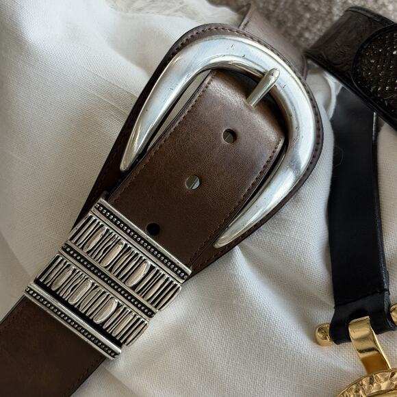 Chico’s Belt Lot of 8 Leather Silver Gold Metal Buckles Black Brown Rhinestones main image 13